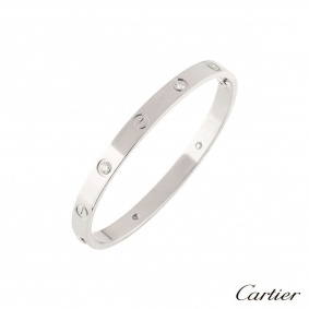 Cartier White Gold Half Diamond Love Bracelet?Size 17?B6035817